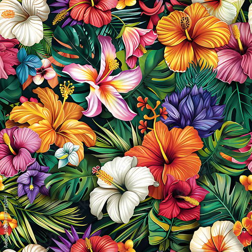 Floral Hawaiian Seamless Pattern