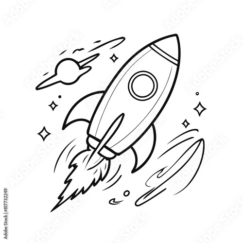 Cute Rocket for children's books vector illustration