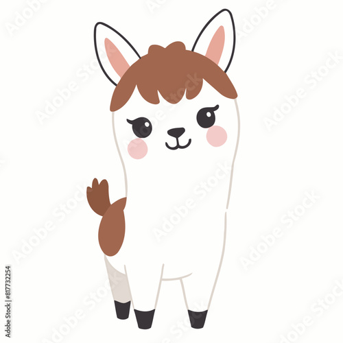 Vector illustration of a cute Alpaca for kids books