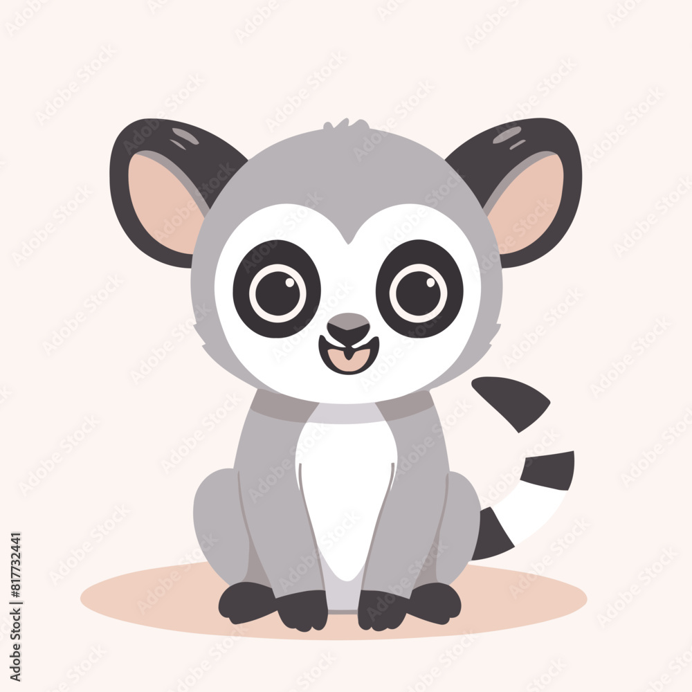 Naklejka premium Cute vector illustration of a Lemur for early readers' delight