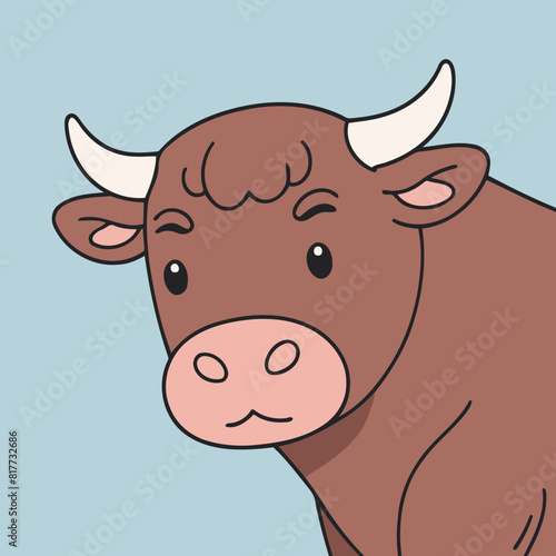 Cute vector illustration of a Bull for youngsters' picture books