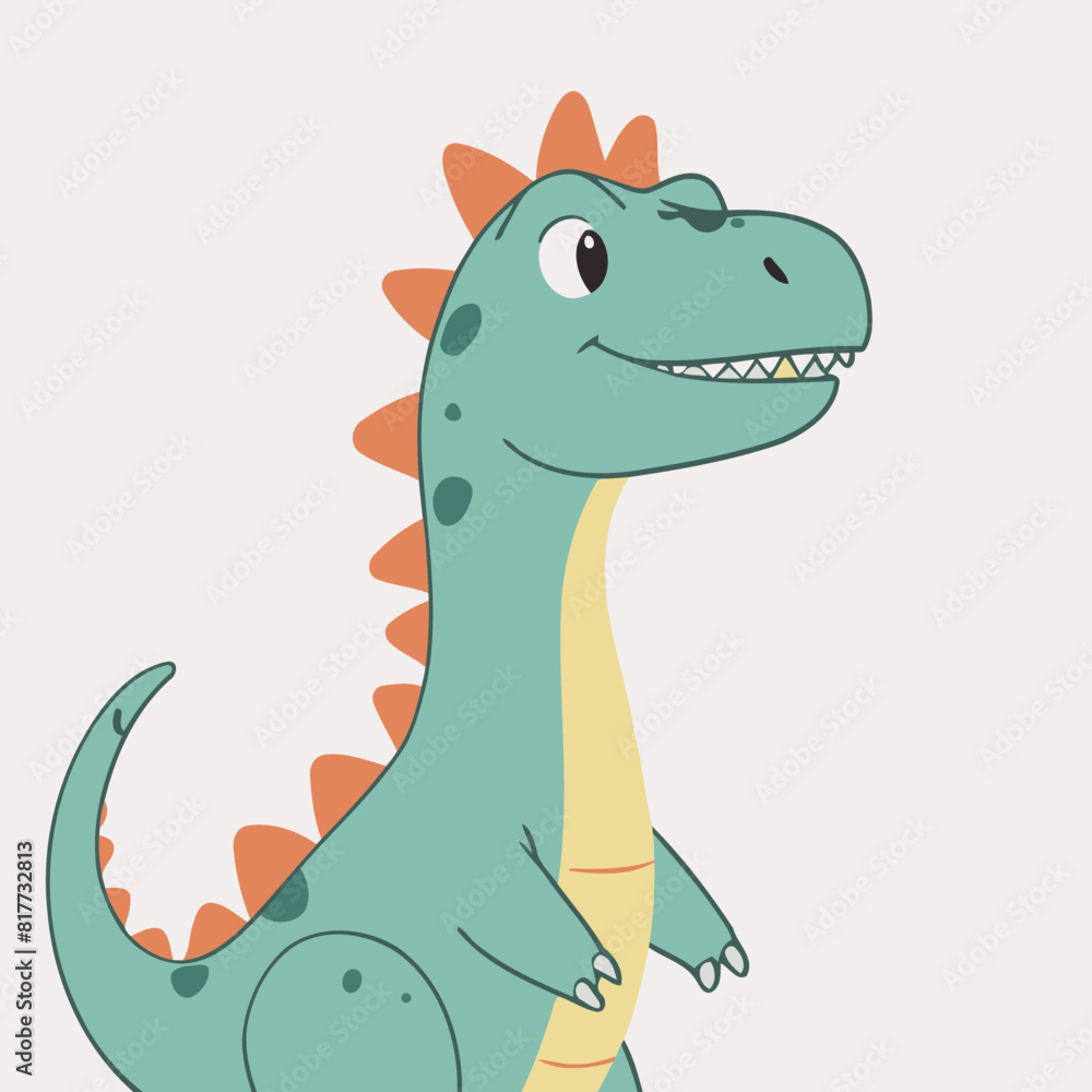 Vector illustration of a cute Dino for kids story book Vector illustration of a cute Dino for kids story book