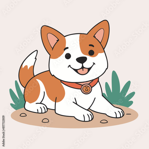 Cute vector illustration of a Dog for toddlers