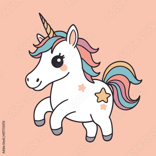 Cute vector illustration of a Unicorn for children story book