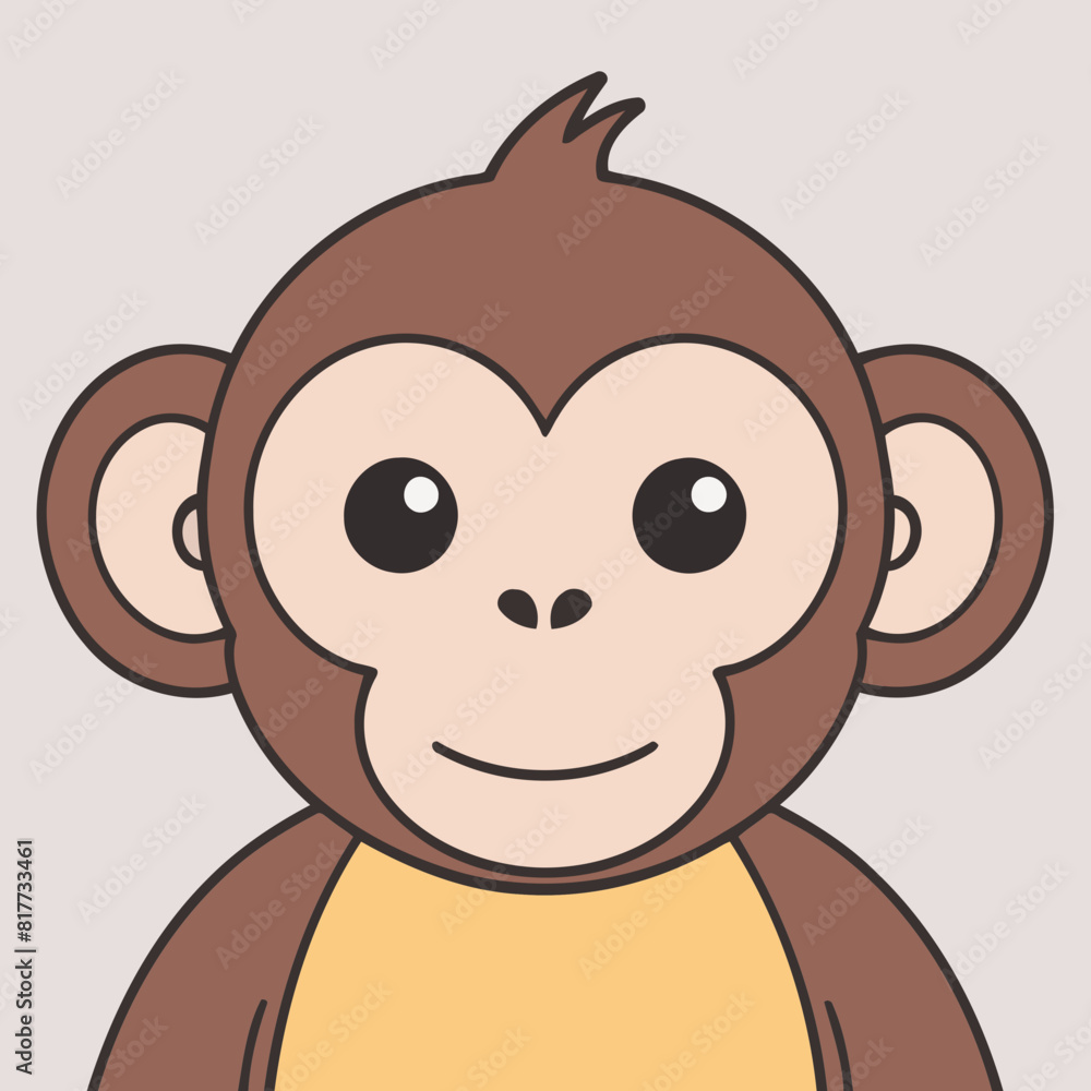 Vector illustration of a cute Monkey for kids books Vector illustration of a cute Monkey for kids books