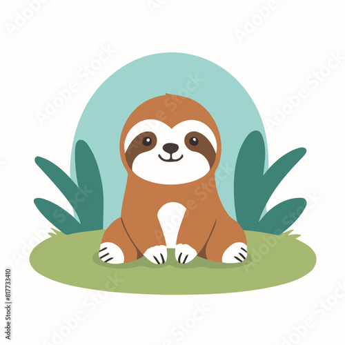 Cute Sloth for toddlers story books vector illustration