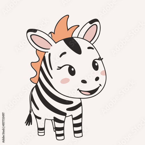 Cute vector illustration of a Zebra for toddlers  playful adventures