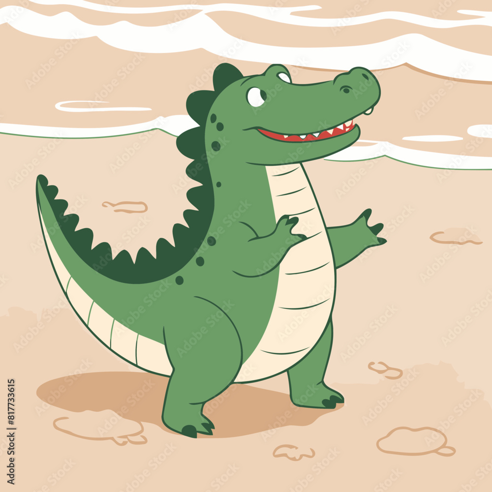 Fototapeta premium Cute Crocodile vector illustration for kids' adventure tales