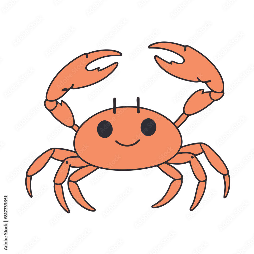 Fototapeta premium Cute Crab vector illustration of a for toddlers books