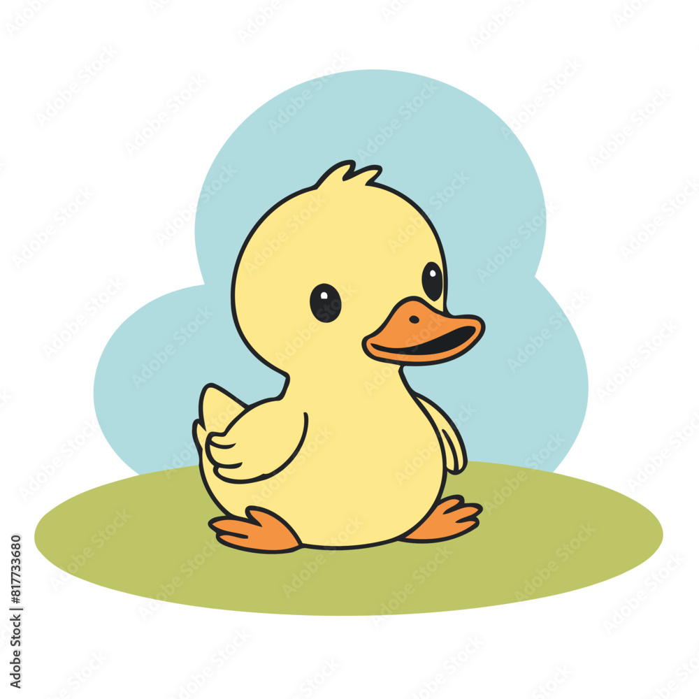 Vector illustration of a sweet Duckling for youngsters' imaginative journeys Vector illustration of a sweet Duckling for youngsters' imaginative journeys