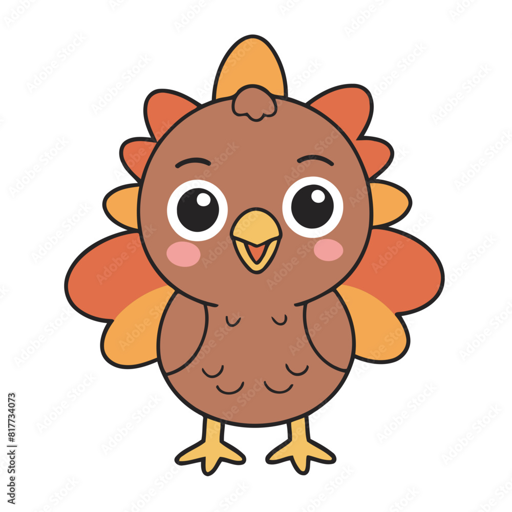 Vector illustration of a cute Turkey for kids
