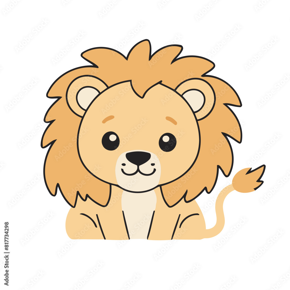 Cute vector illustration of a Lion for children story book Cute vector illustration of a Lion for children story book