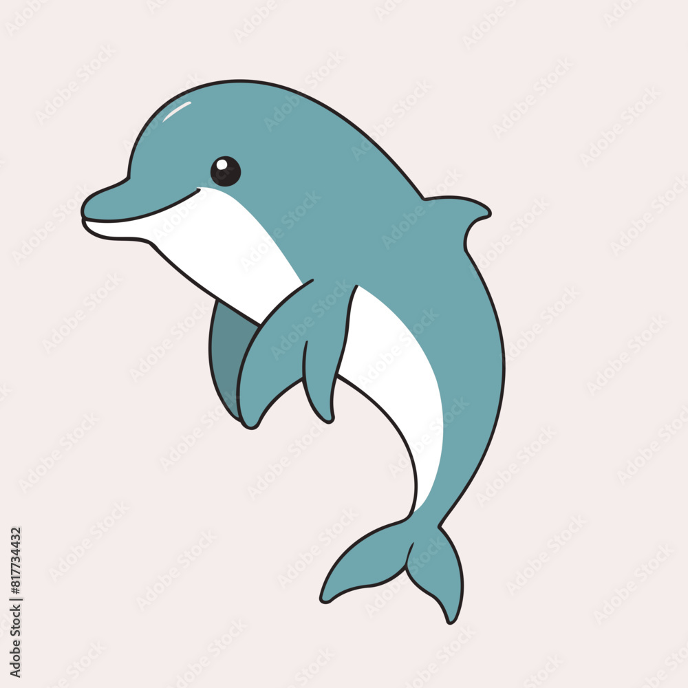 Fototapeta premium Cute Dolphin for toddlers vector illustration