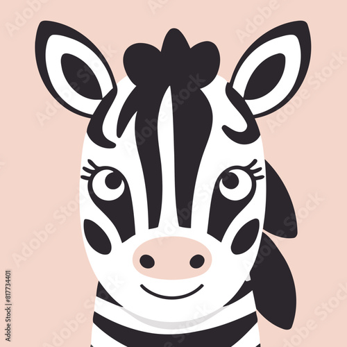 Cute vector illustration of a Zebra for youngsters' picture books