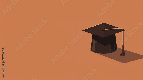 A flat vector illustration of an isometric minimalism black graduation cap