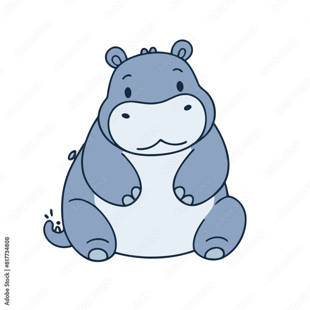 Cute vector illustration of a Hippo for toddlers story books Cute vector illustration of a Hippo for toddlers story books