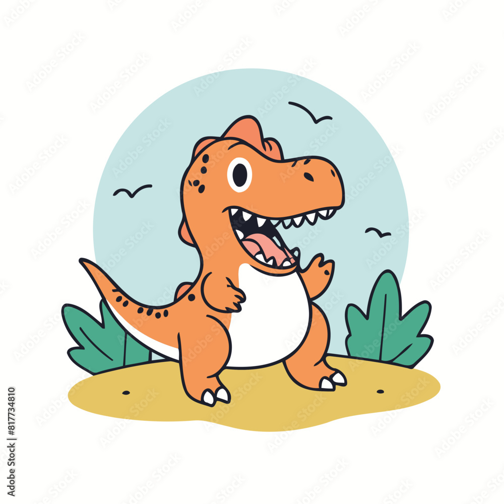 Obraz premium Cute Dino for toddlers story books vector illustration