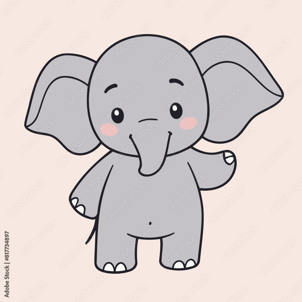 Naklejka premium Cute Elephant for children vector illustration