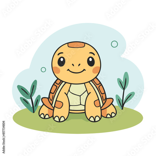 Cute vector illustration of a Turtle for youngsters' picture books