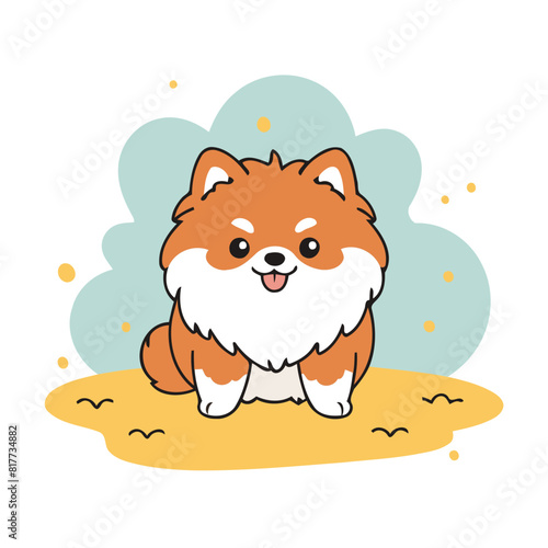 Vector illustration of an adorable Pomerian for young readers  books