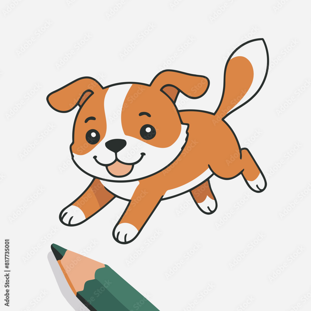 Obraz premium Vector illustration of an endearing Dog for kids' bedtime stories