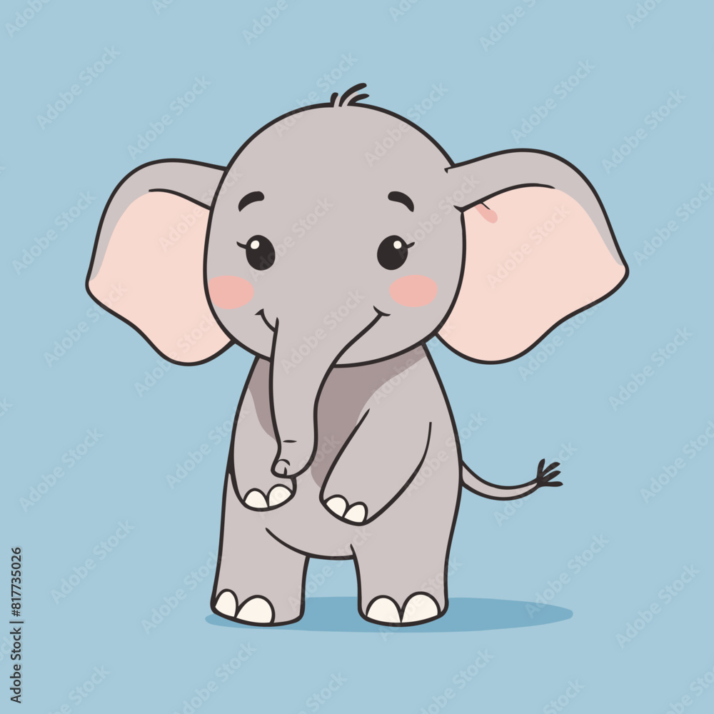 Cute vector illustration of a Elephant for kids' reading time Cute vector illustration of a Elephant for kids' reading time