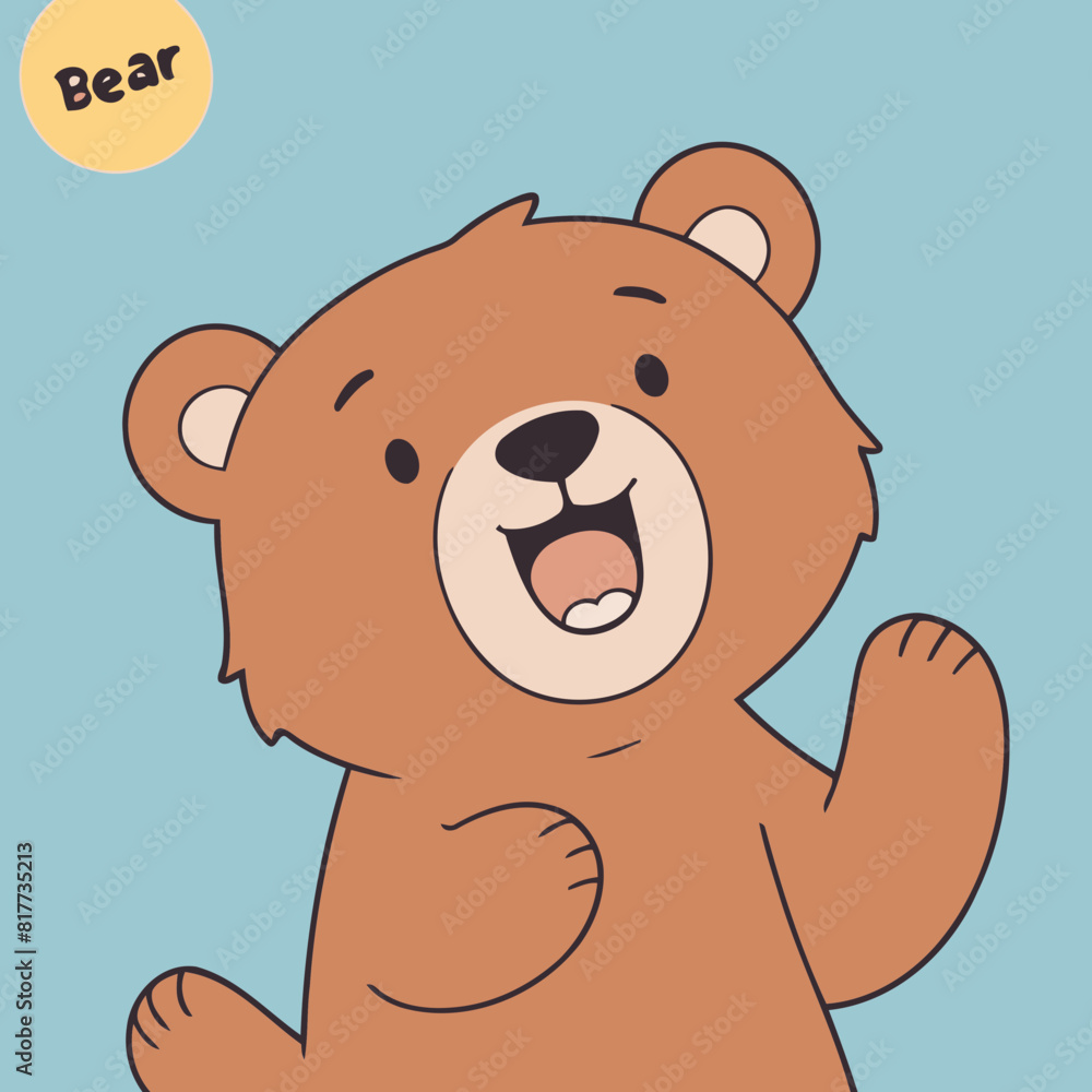 Fototapeta premium Cute Bear for early readers' adventure books vector illustration