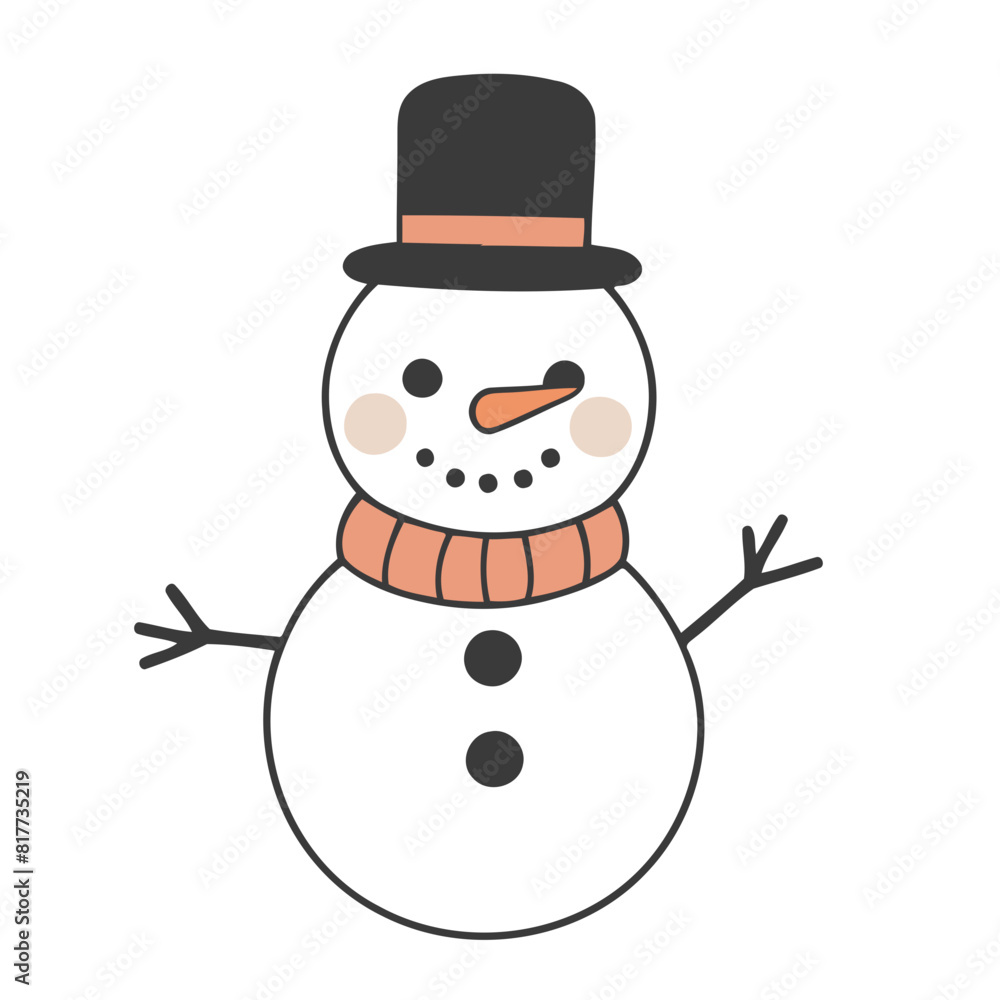 Cute Snowman vector illustration of a for toddlers books Cute Snowman vector illustration of a for toddlers books