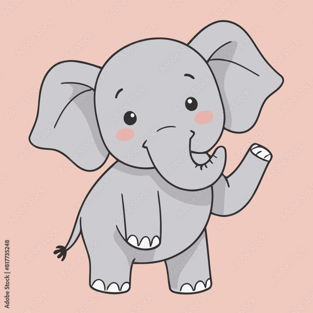 Vector illustration of a winsome Elephant for children's literature Vector illustration of a winsome Elephant for children's literature