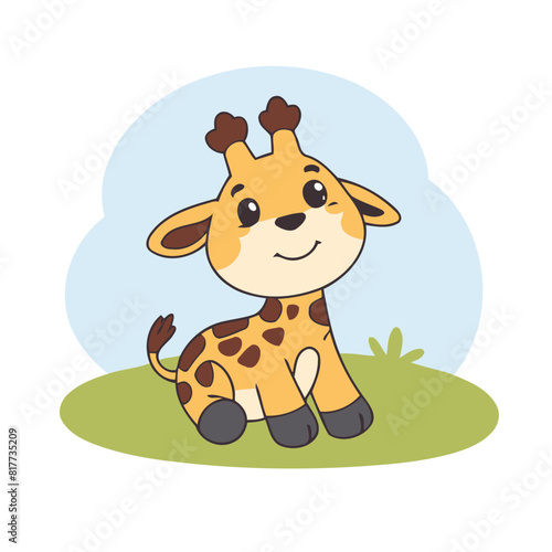 Vector illustration of a playful Giraffe for preschoolers' storytime