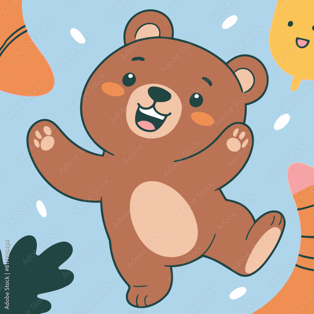 Obraz premium Cute Bear for toddlers' playful adventures vector illustration