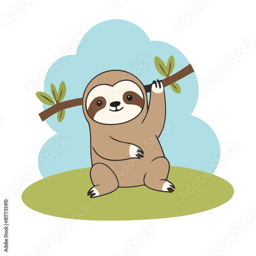 Cute Sloth for kids' storytelling vector illustration