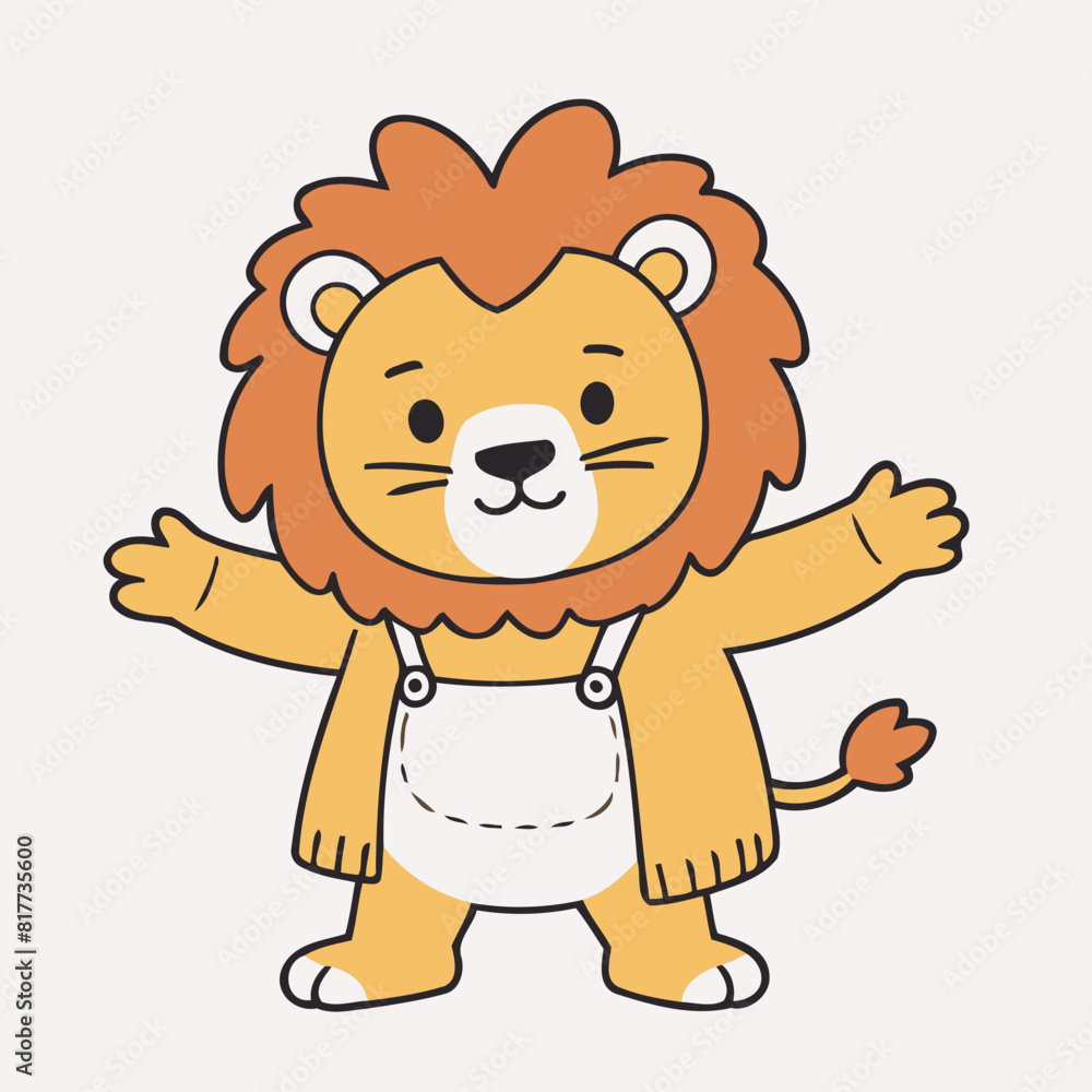 Obraz premium Cute vector illustration of a Lion for children story book