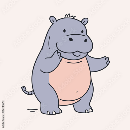 Cute vector illustration of a Hippo for youngsters' picture books