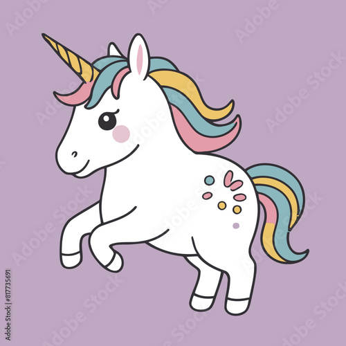 Cute Unicorn for children story book vector illustration