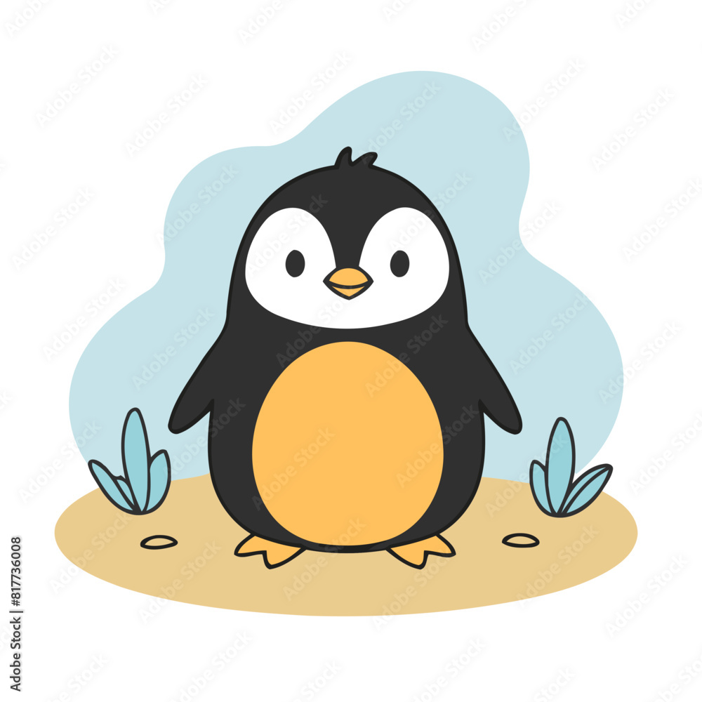 Fototapeta premium Cute Penguin for toddlers story books vector illustration