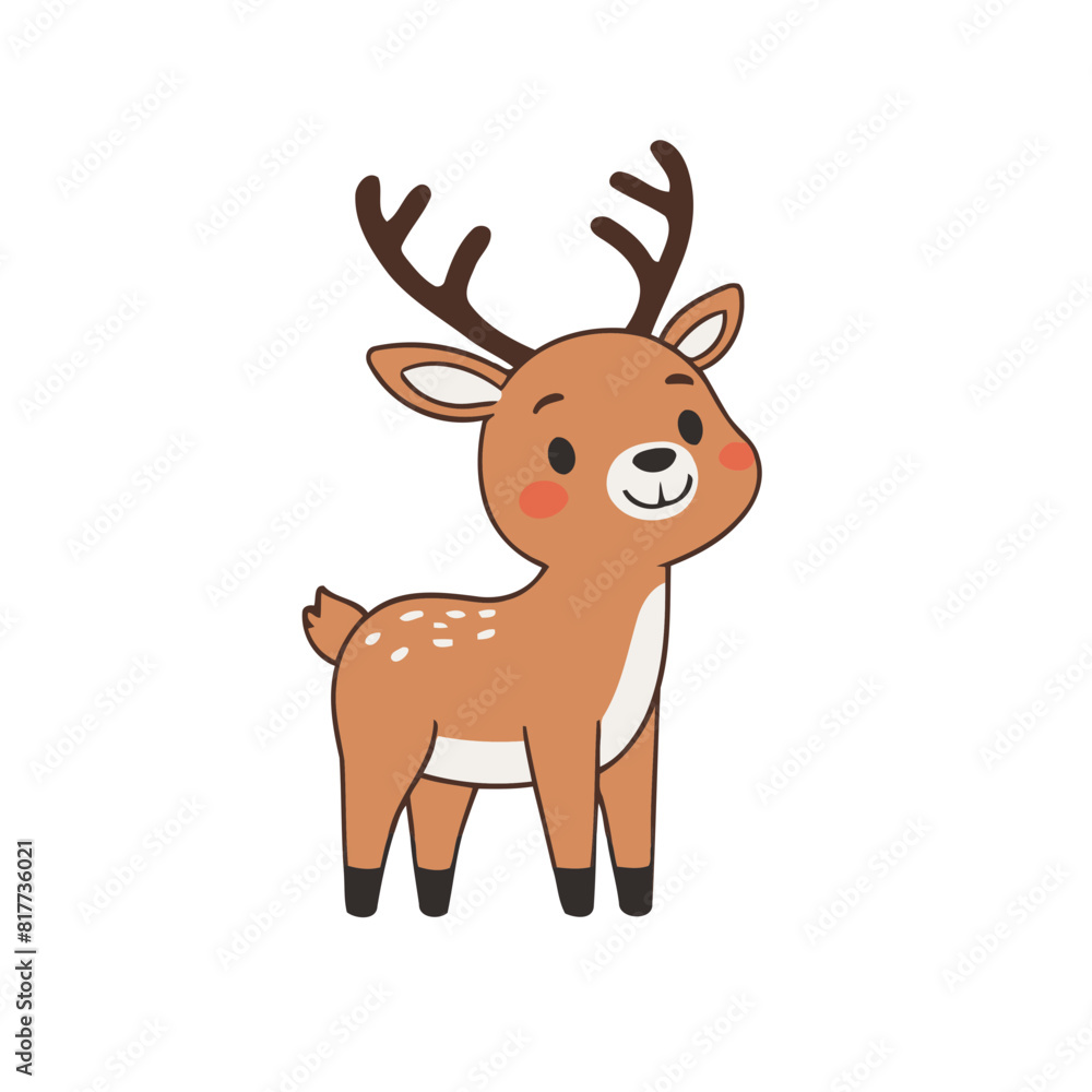 Fototapeta premium Cute Reindeer for kids' storybook vector illustration