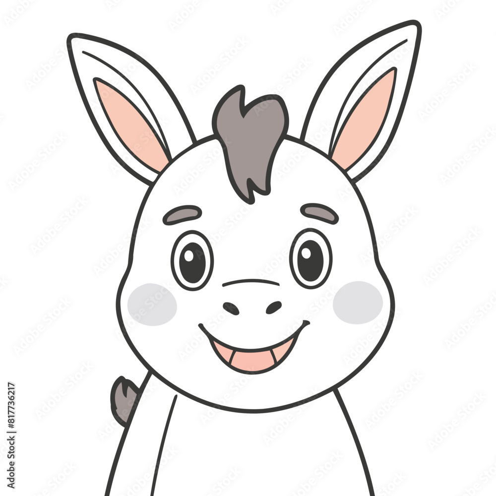 Obraz premium Cute vector illustration of a Donkey for children book