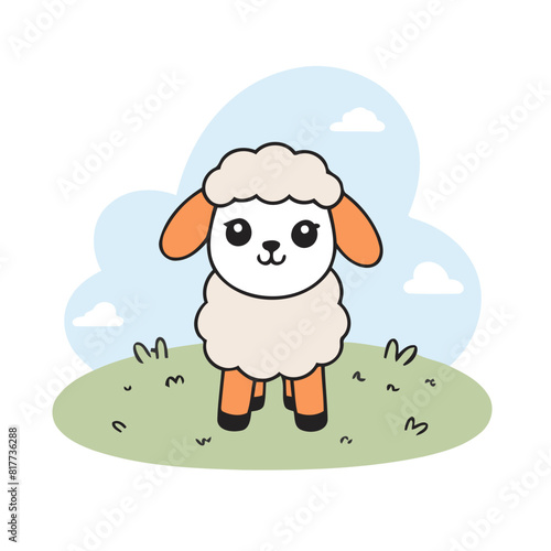Cute vector illustration of a Sheep for youngsters' imaginative stories