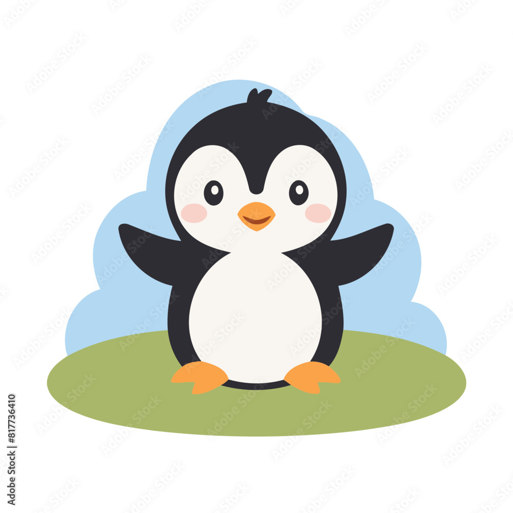 Fototapeta premium Cute vector illustration of a Penguin for youngsters' imaginative stories