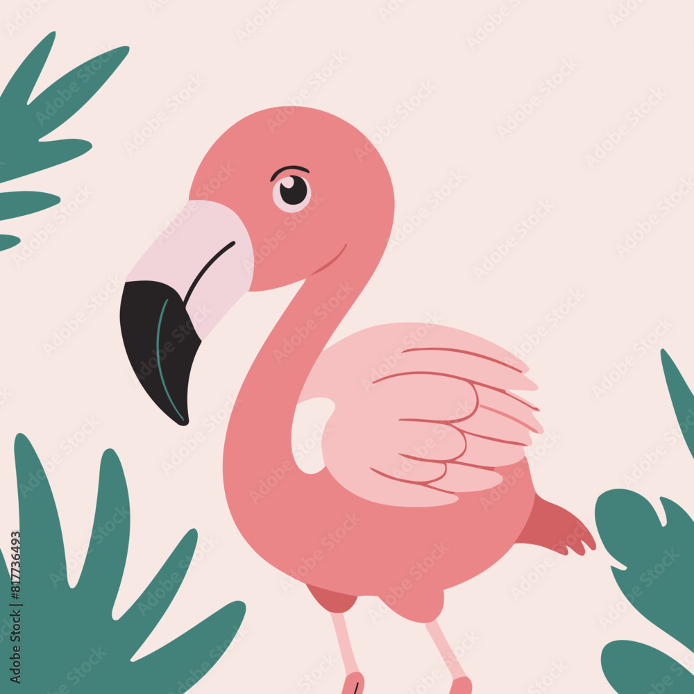 Fototapeta premium Vector illustration of a cute Flamingo for children book
