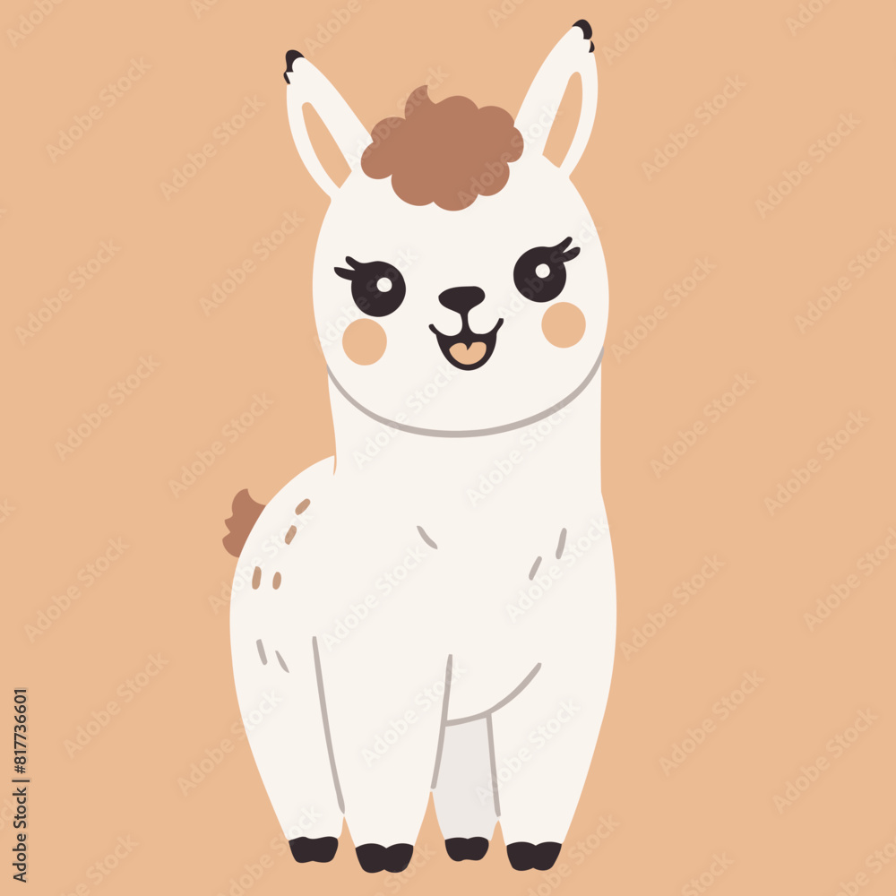 Obraz premium Cute vector illustration of a Alpaca for kids' reading time