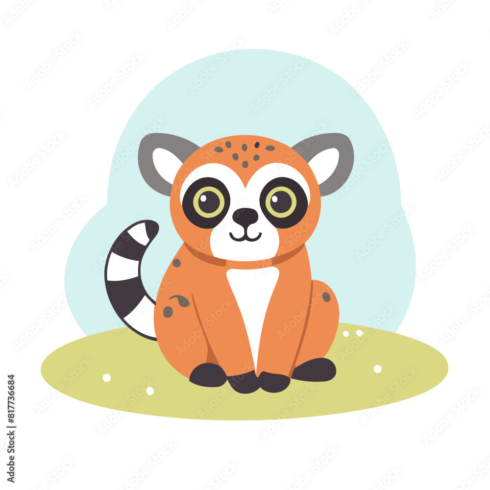 Vector illustration of a charming Lemur for toddlers' learning adventures Vector illustration of a charming Lemur for toddlers' learning adventures