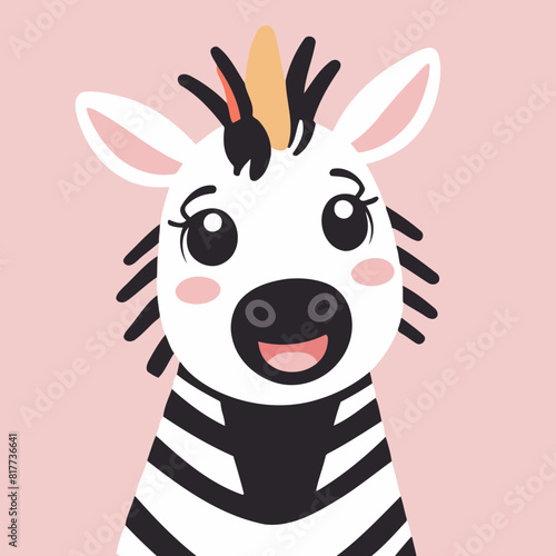 Cute vector illustration of a Zebra for youngsters' imaginative stories
