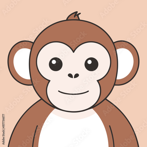 Cute vector illustration of a Monkey for youngsters' picture books