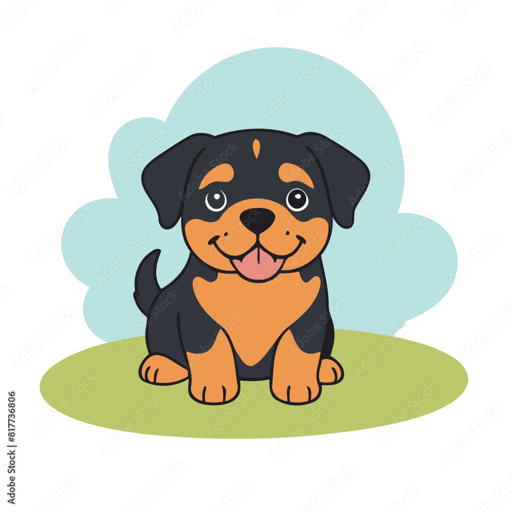Cute Rottweiler for young readers' picture book vector illustration Cute Rottweiler for young readers' picture book vector illustration