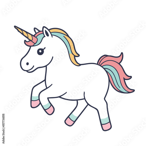 Vector illustration of a cute Unicorn for toddlers books