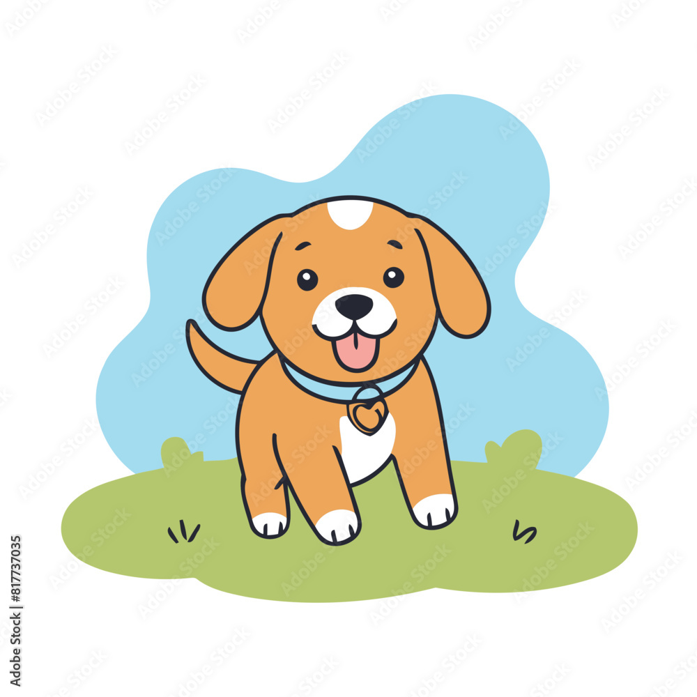 Vector illustration of a cute Dog for kids story book Vector illustration of a cute Dog for kids story book