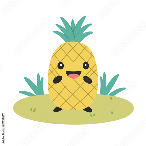 Cute vector illustration of a Pineapple for youngsters' imaginative stories