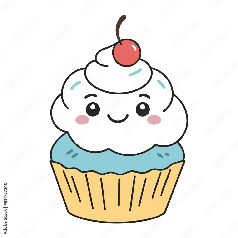 Vector illustration of a cute Cupcake for children story book Vector illustration of a cute Cupcake for children story book